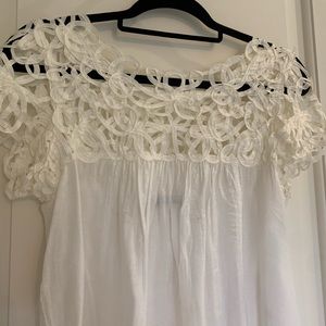 White lace neckline top